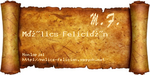 Málics Felicián névjegykártya